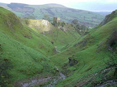 View of Peveril Castle and Cave Dale